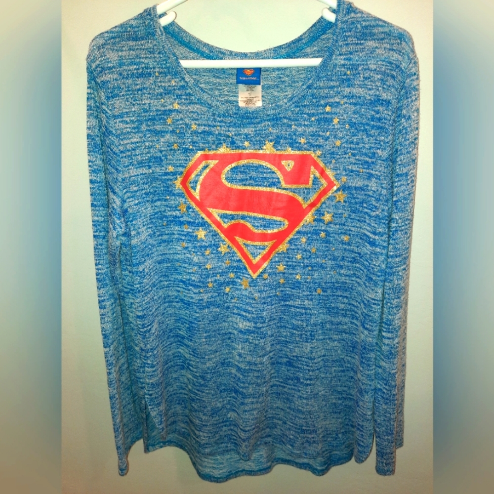 Superman DC Comics blue pullover sweater women’s size XXL (19) EUC